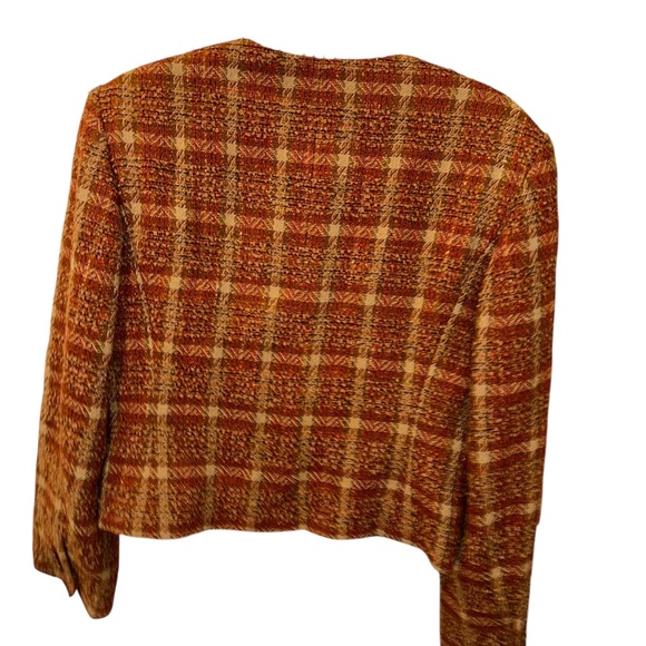 Jaeger UK wool brown rusty plaid jacket 90s Vintage 8 - Picture 5 of 5